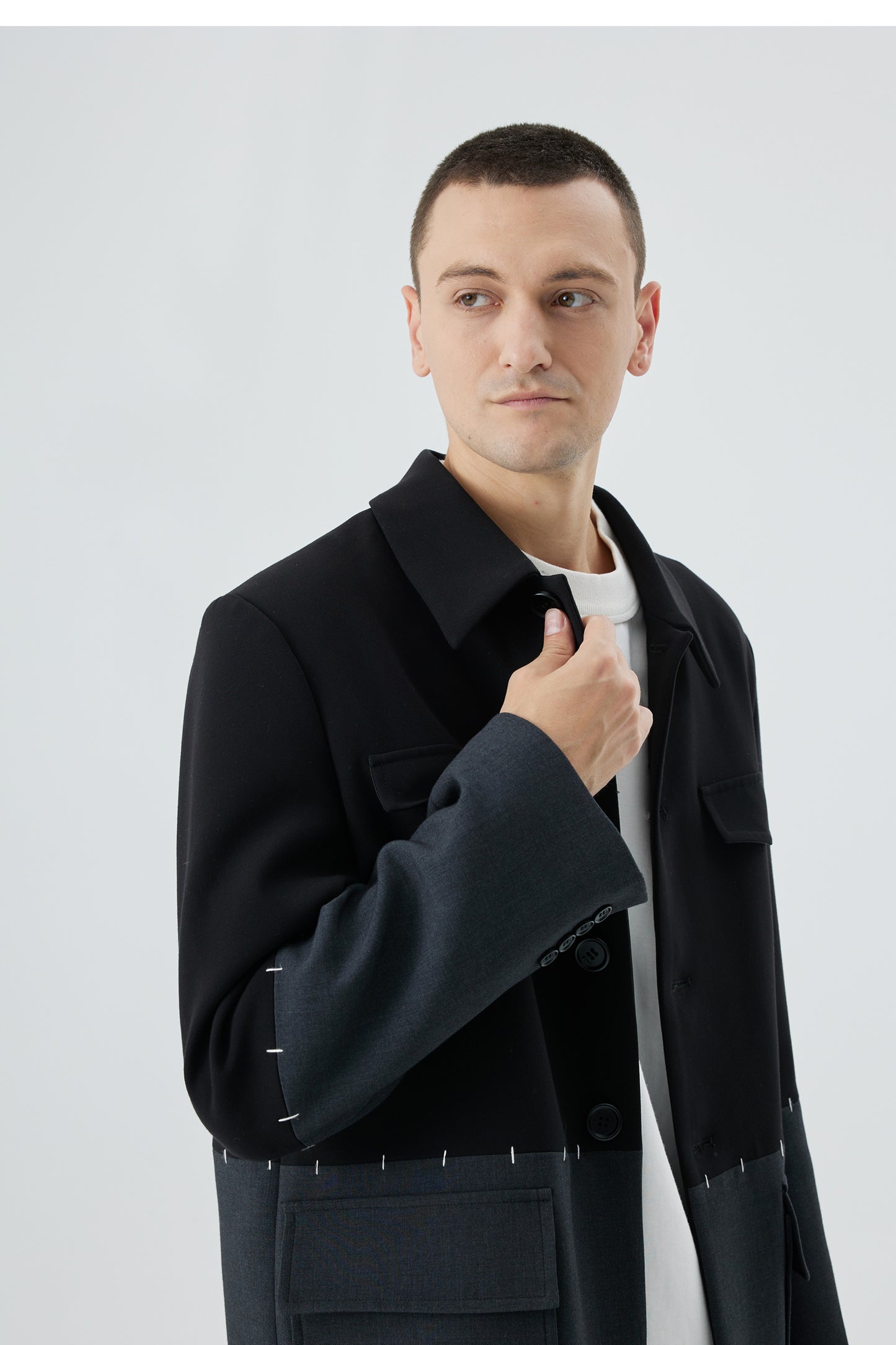 Spliced suit collar jacket