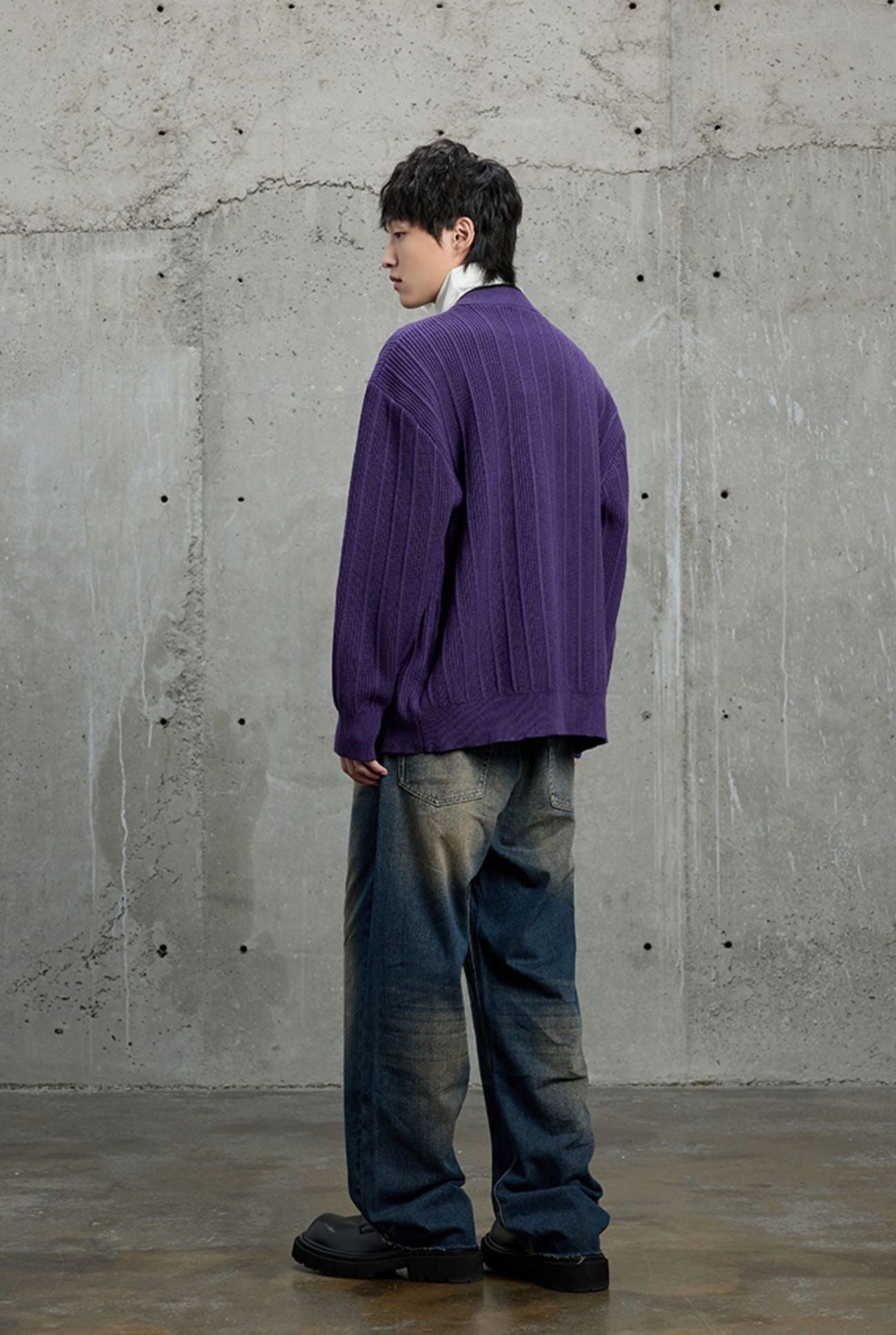 Knitted Jacquard Contrast Cardigan