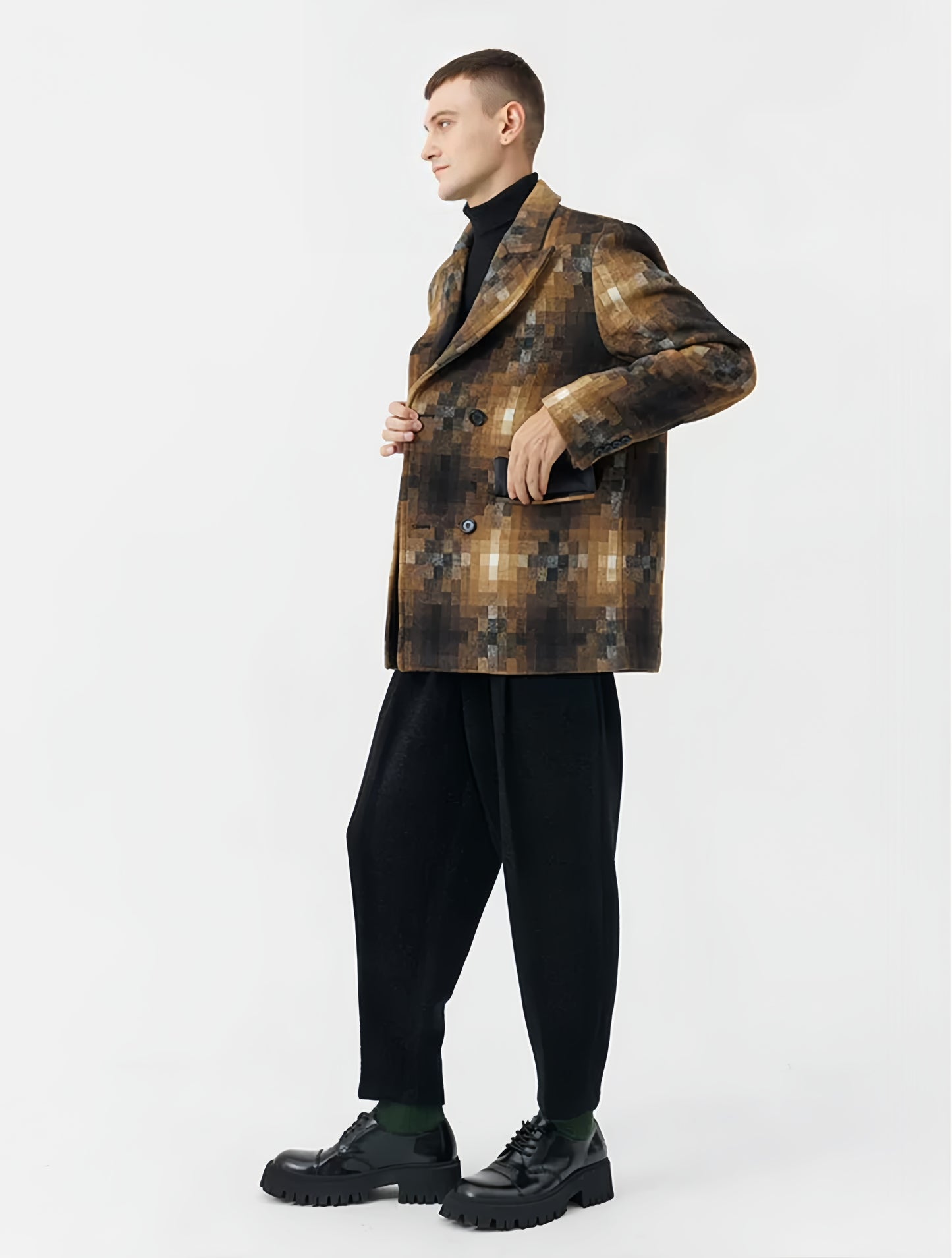 Original Design Retro Plaid Cashmere Blazer