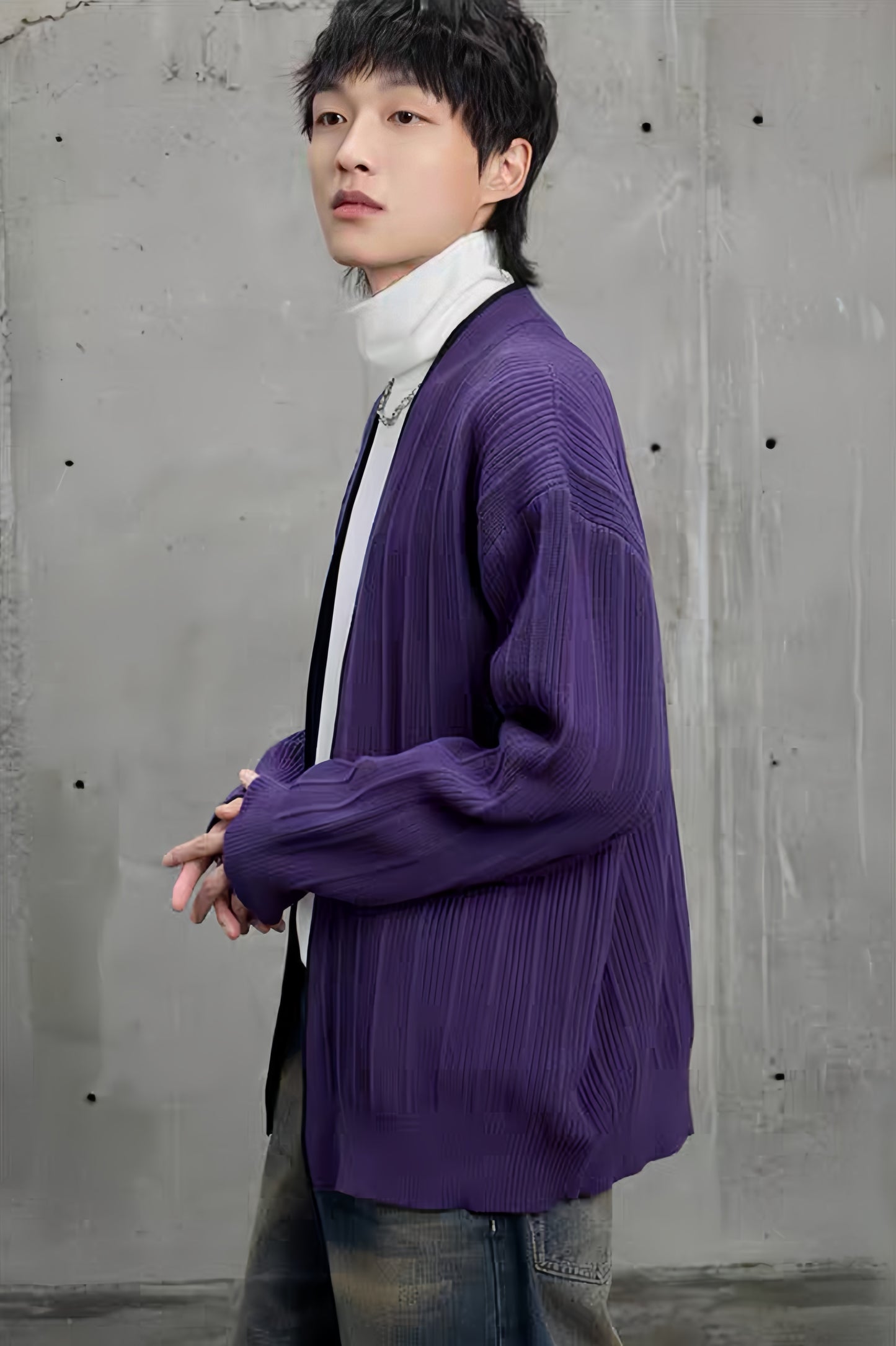 Knitted Jacquard Contrast Cardigan