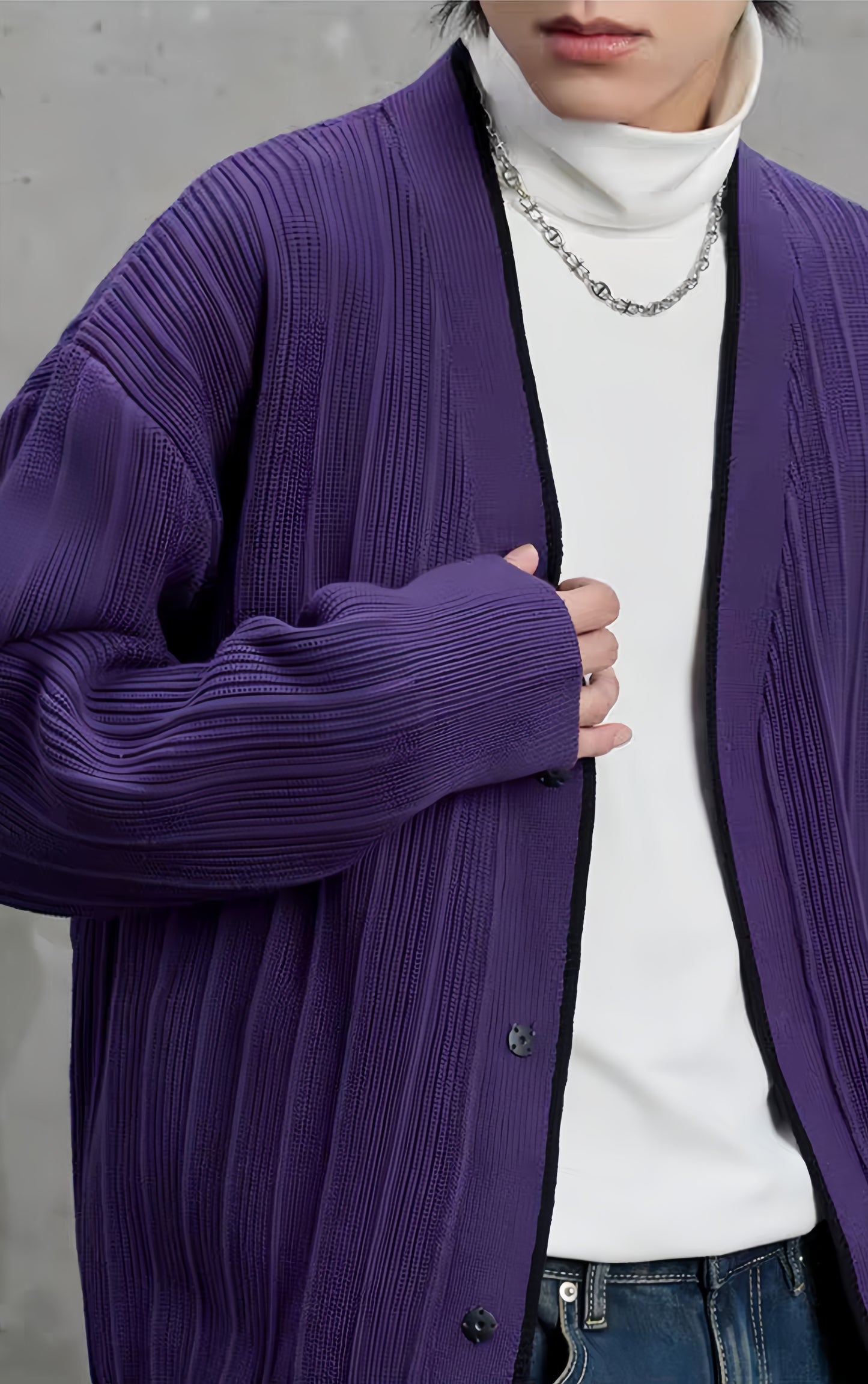 Knitted Jacquard Contrast Cardigan