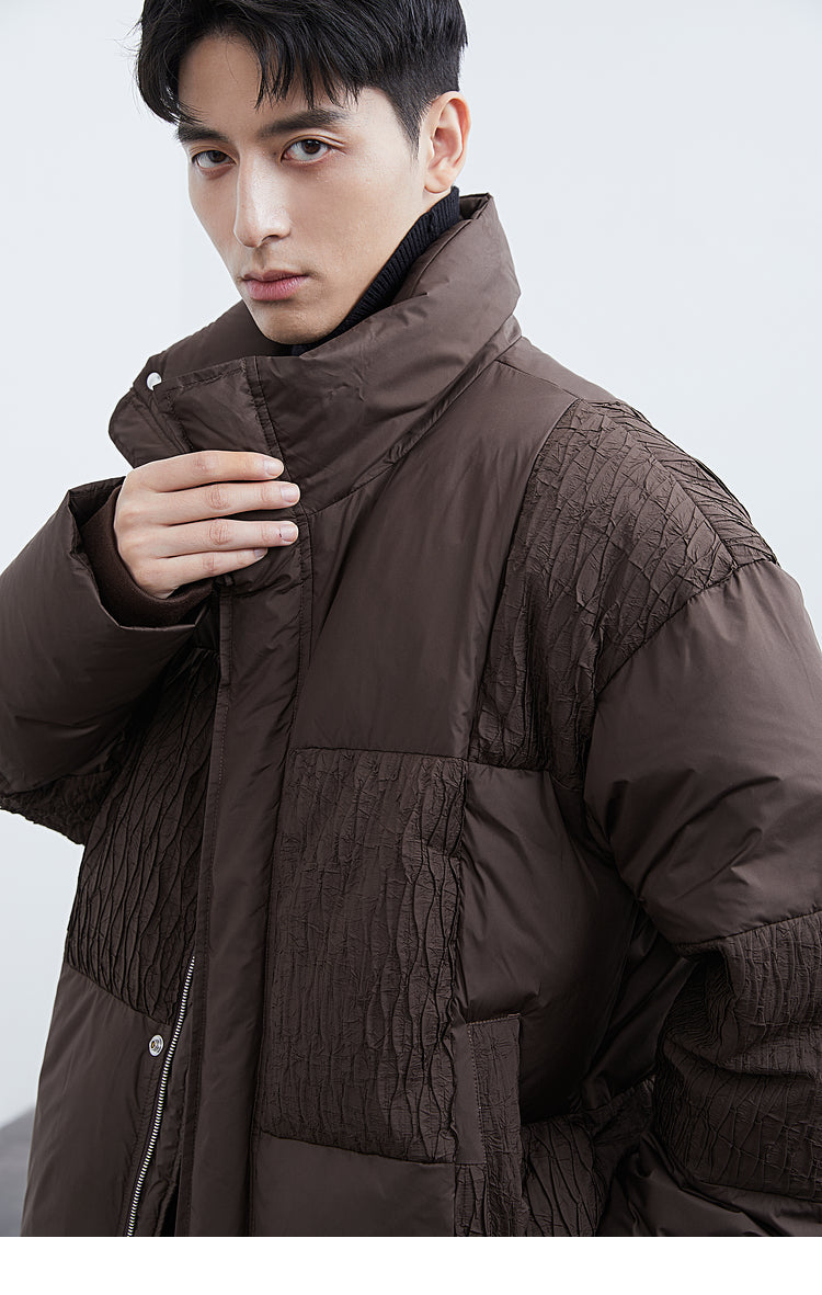 Textured Spliced Down Jacket