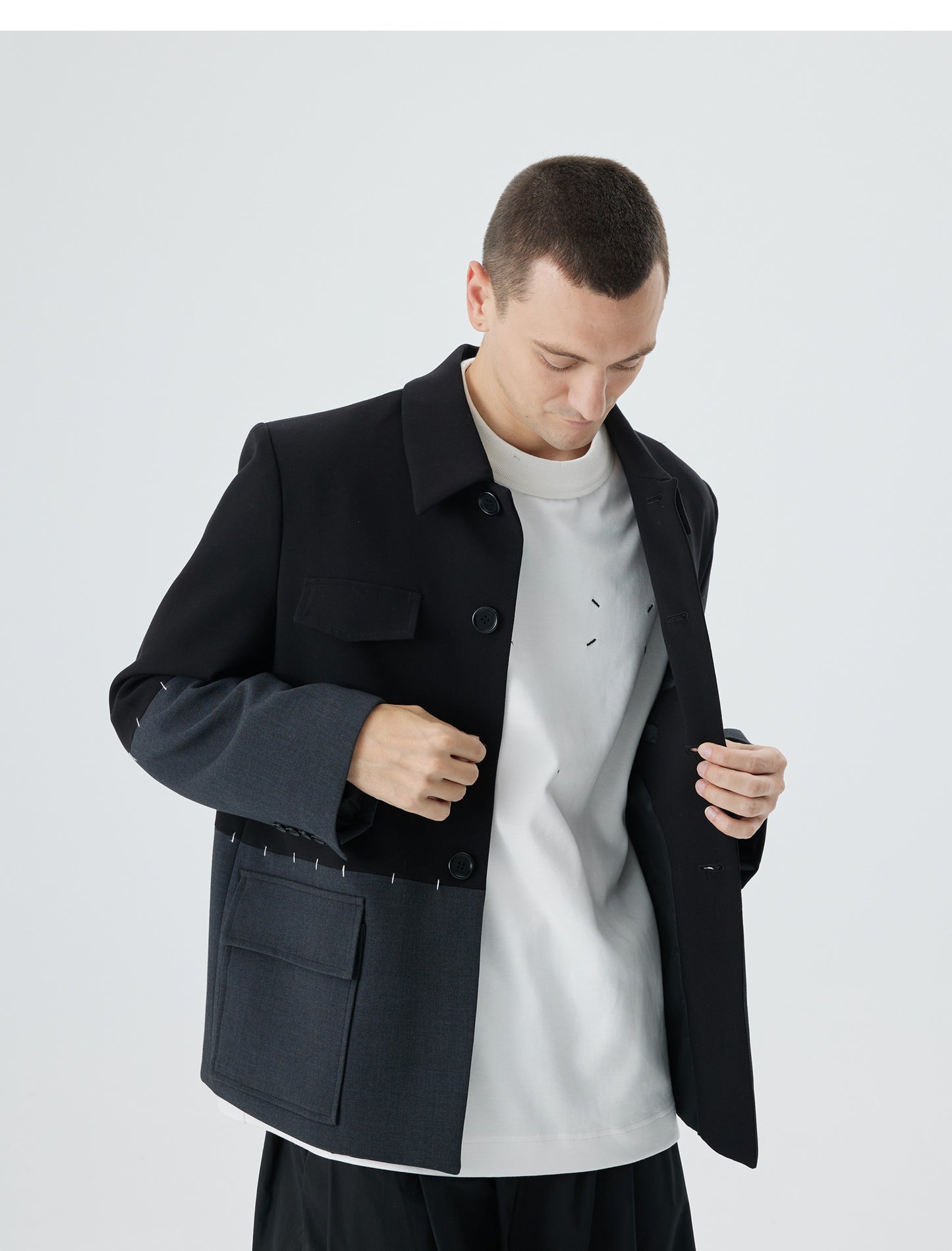 Spliced suit collar jacket