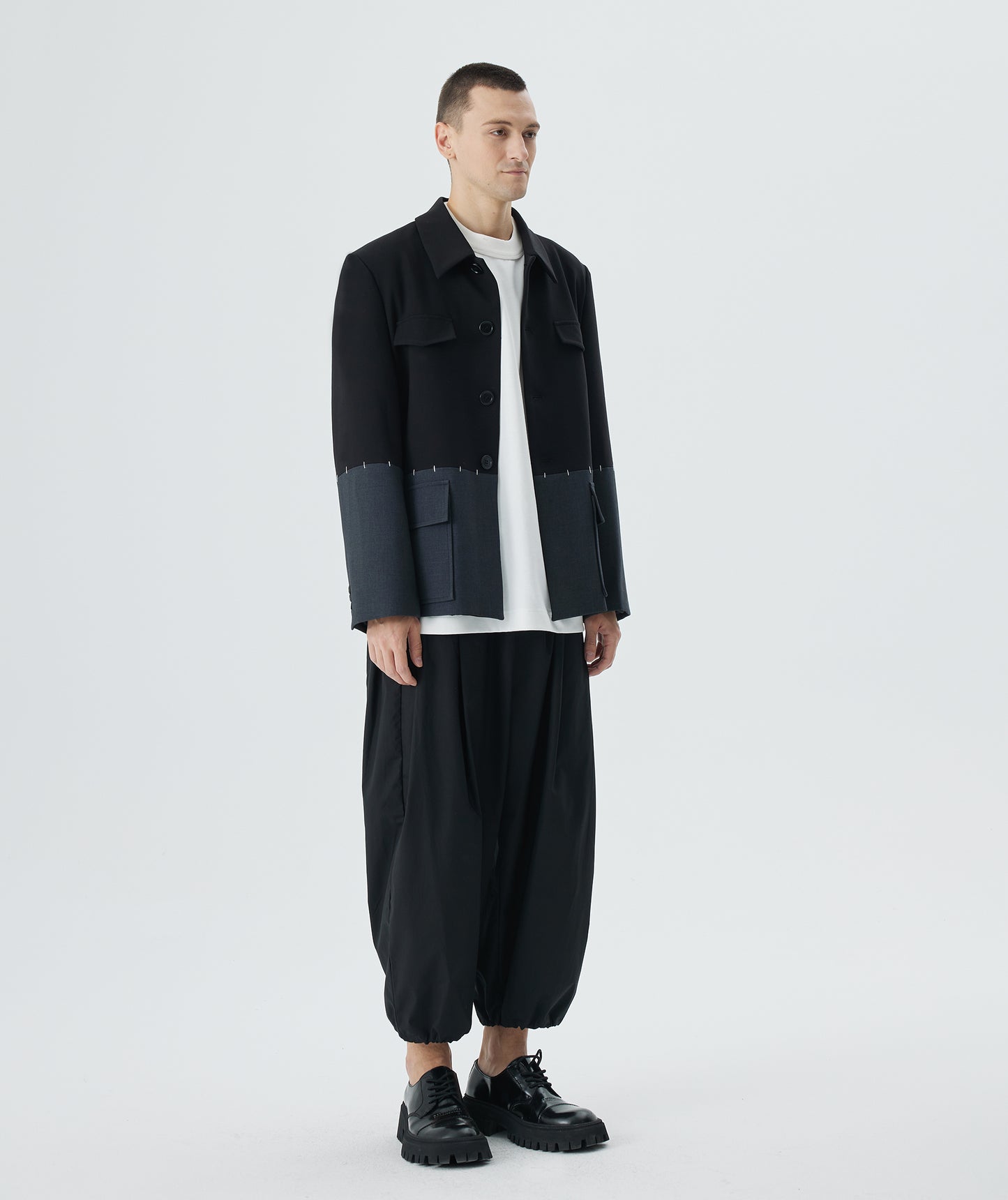 Spliced suit collar jacket