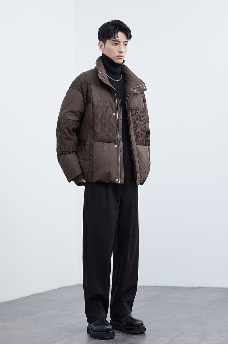 Textured Spliced Down Jacket