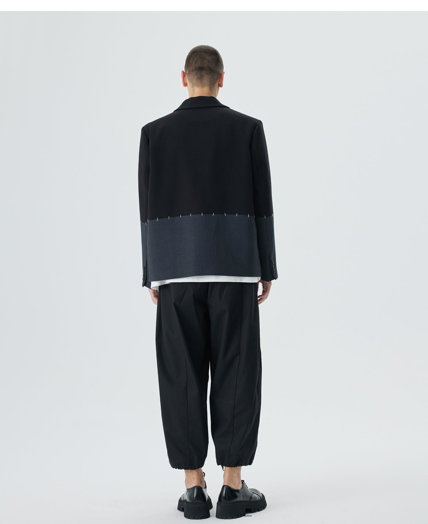 Spliced suit collar jacket