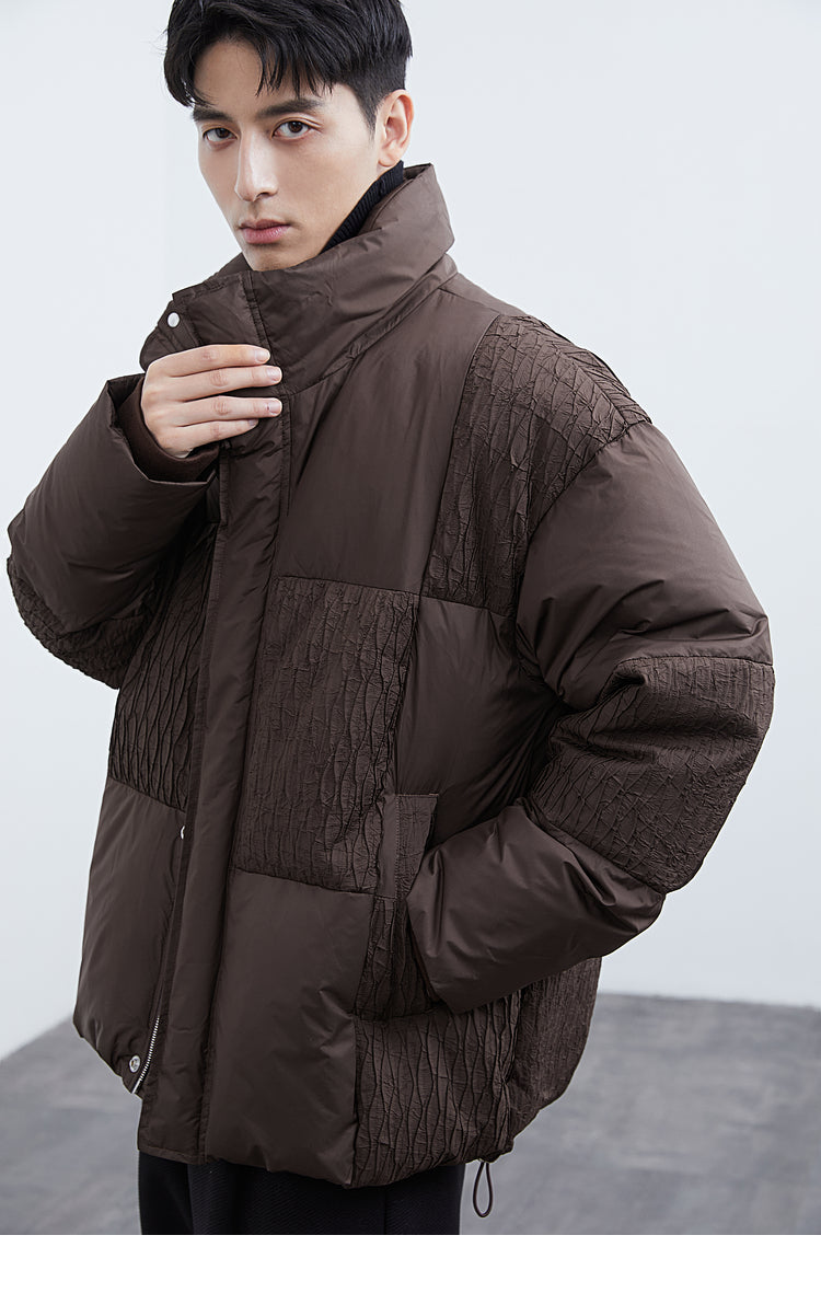 Textured Spliced Down Jacket