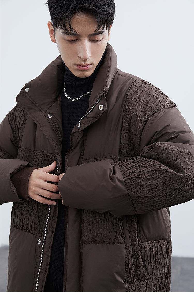 Textured Spliced Down Jacket