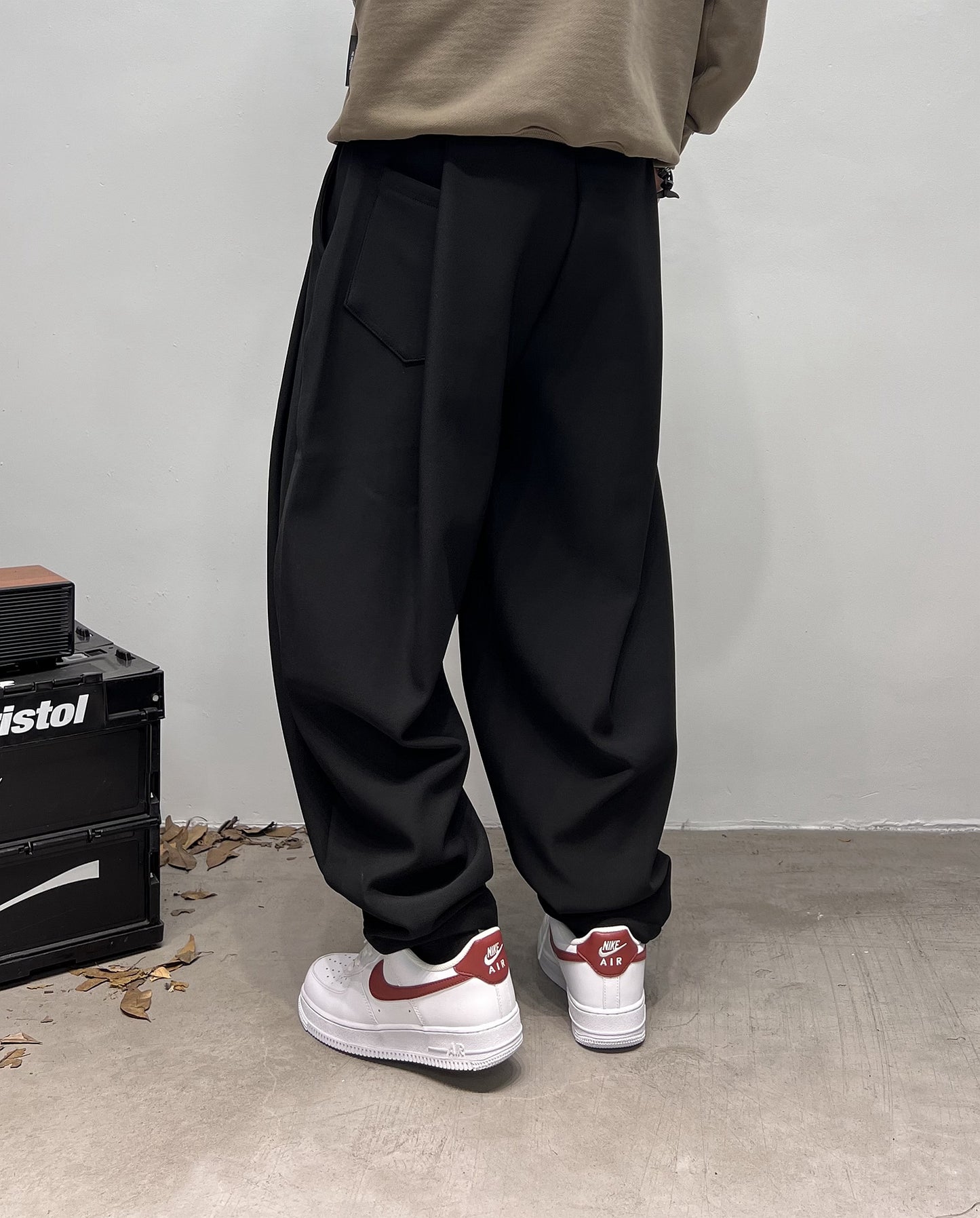 Japanese-style Casual Black Wide-leg Pants