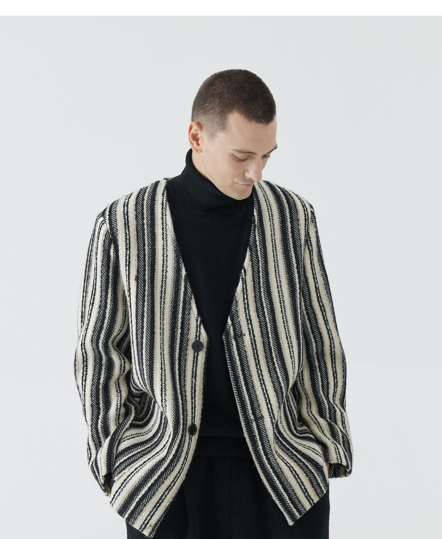 V-Neck Embroidered Striped Blazer