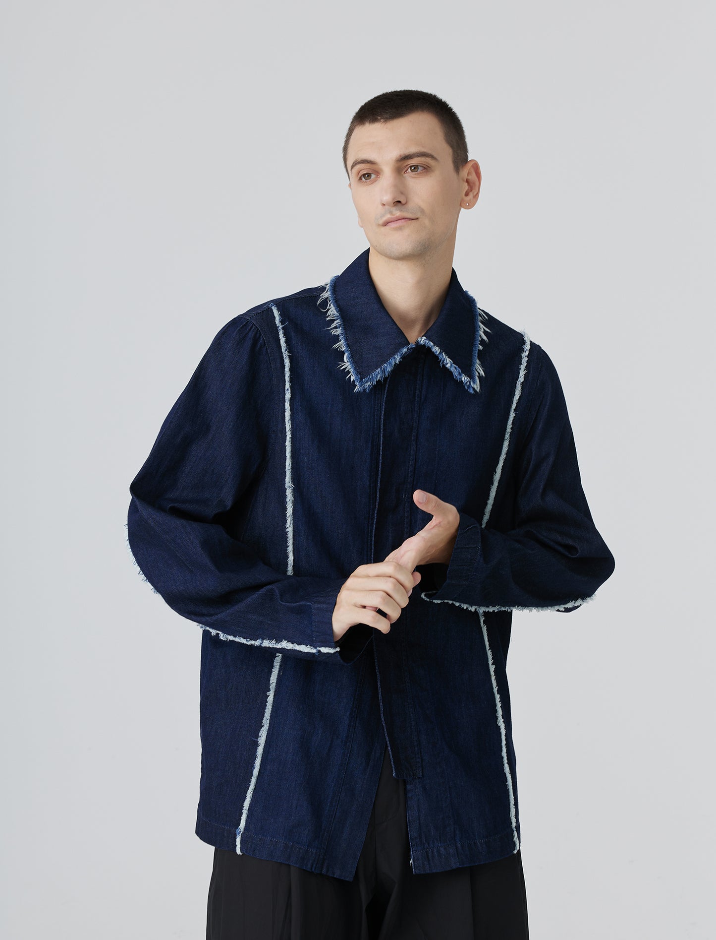 Charm Vintage Blue Washed Denim Shirt