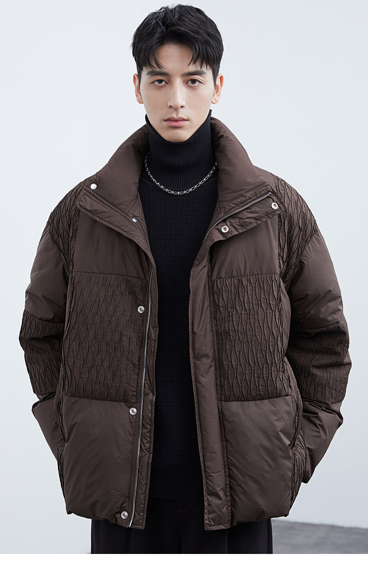 Textured Spliced Down Jacket