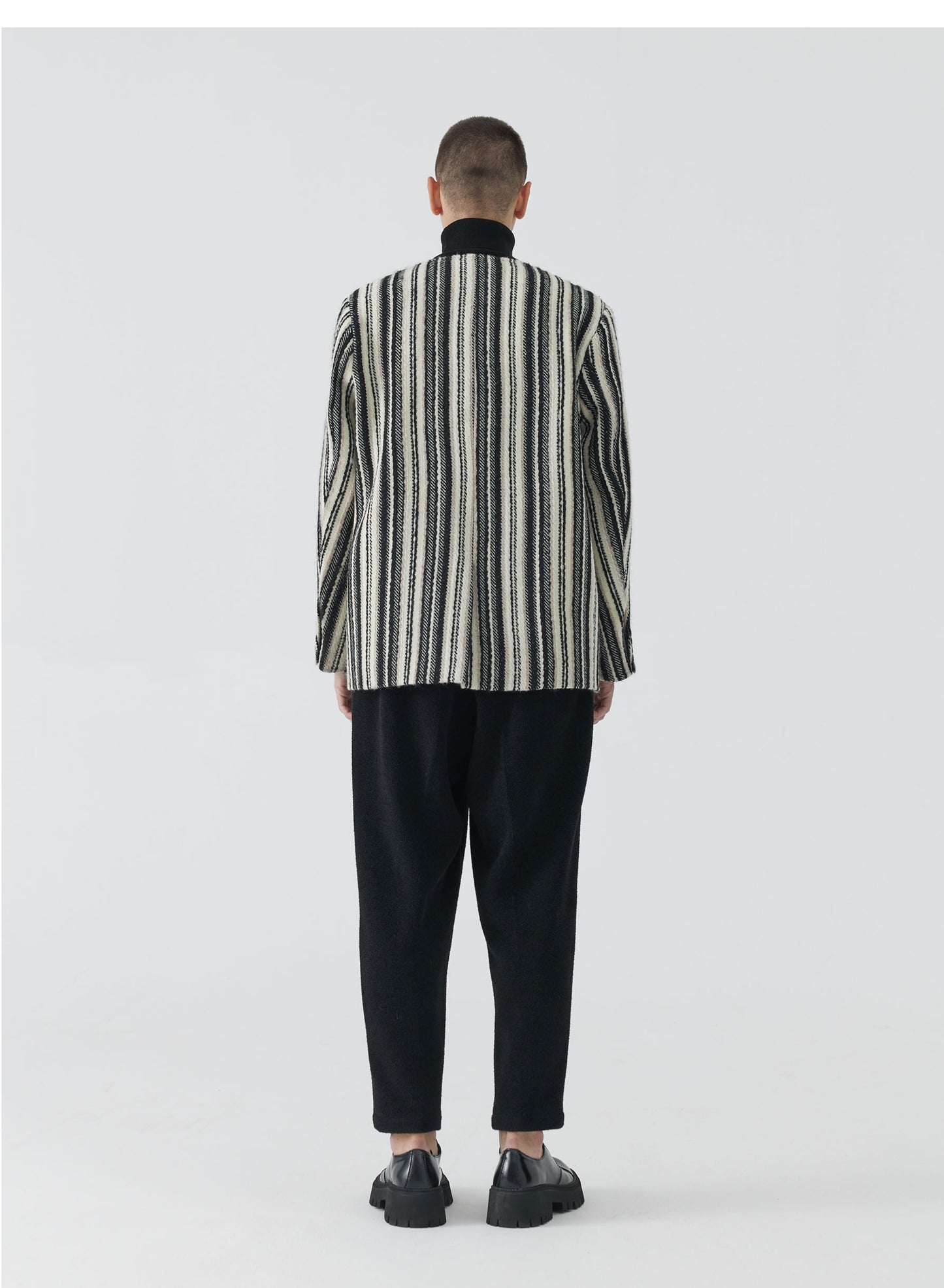 V-Neck Embroidered Striped Blazer