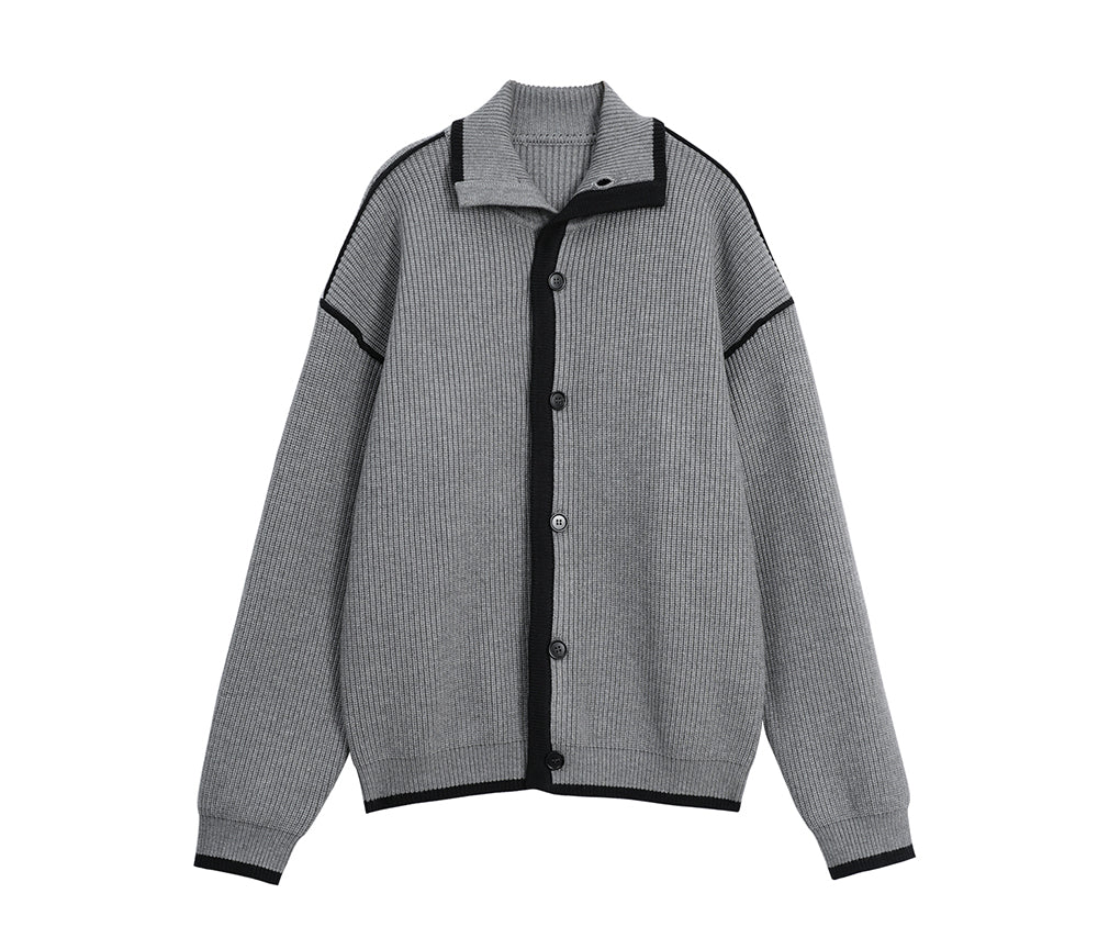 Color Block Single-Breasted Cardigan