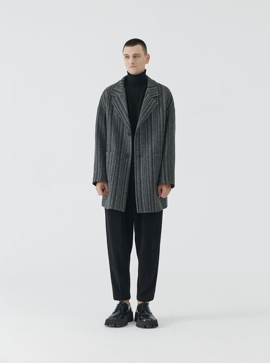 Striped Wool Blend Coat