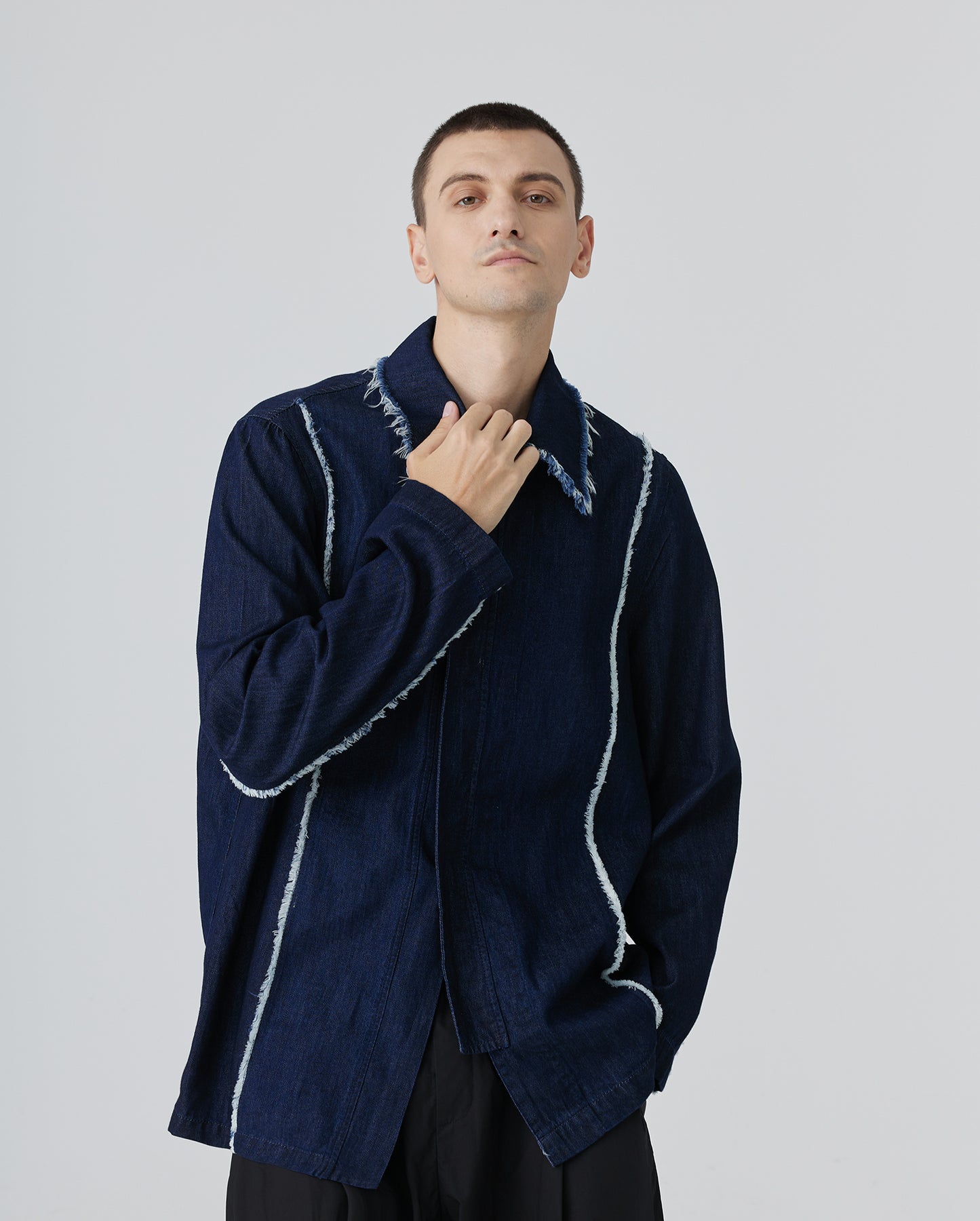 Charm Vintage Blue Washed Denim Shirt