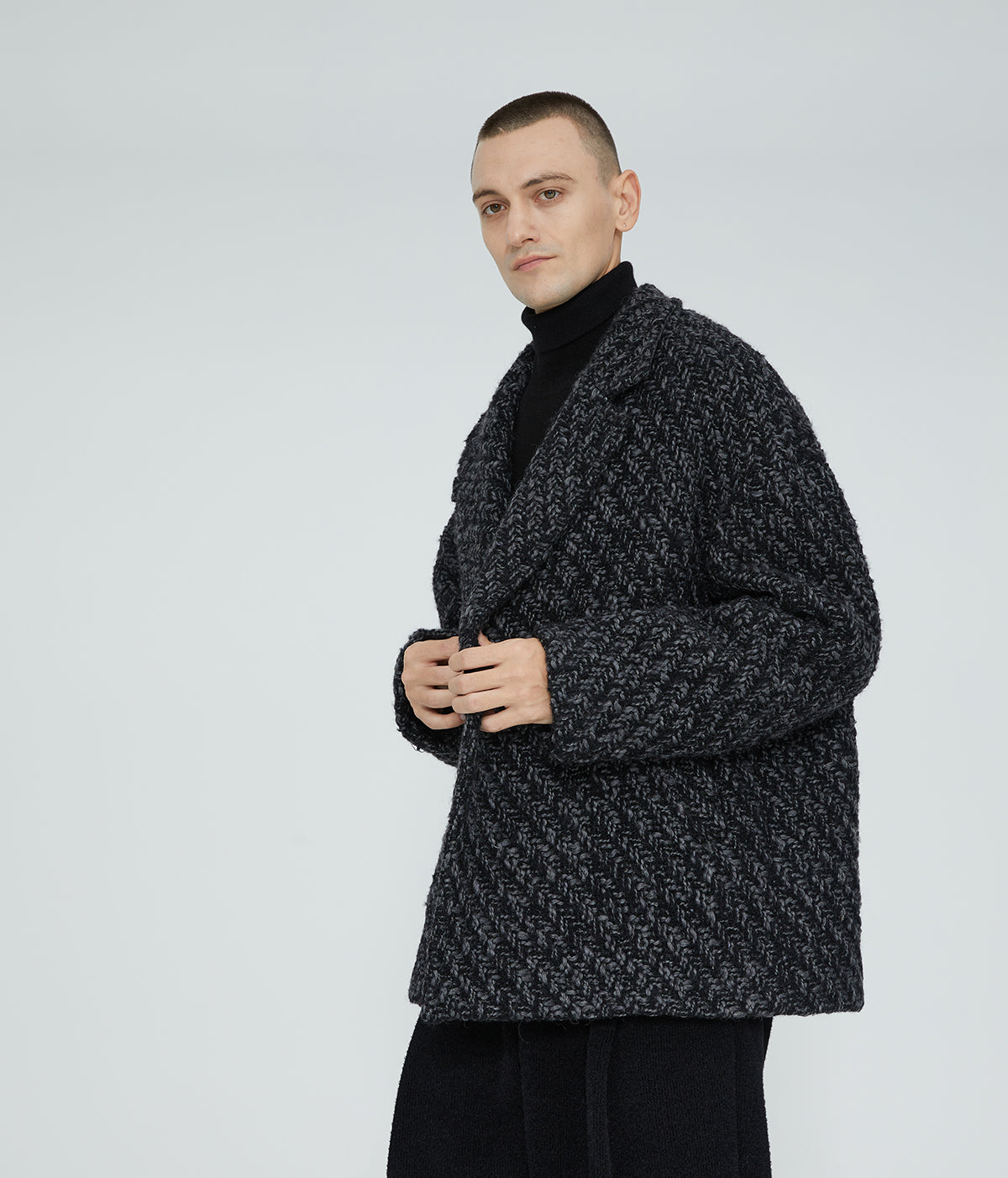 Japanese Designer Retro Herringbone Pattern Blazer