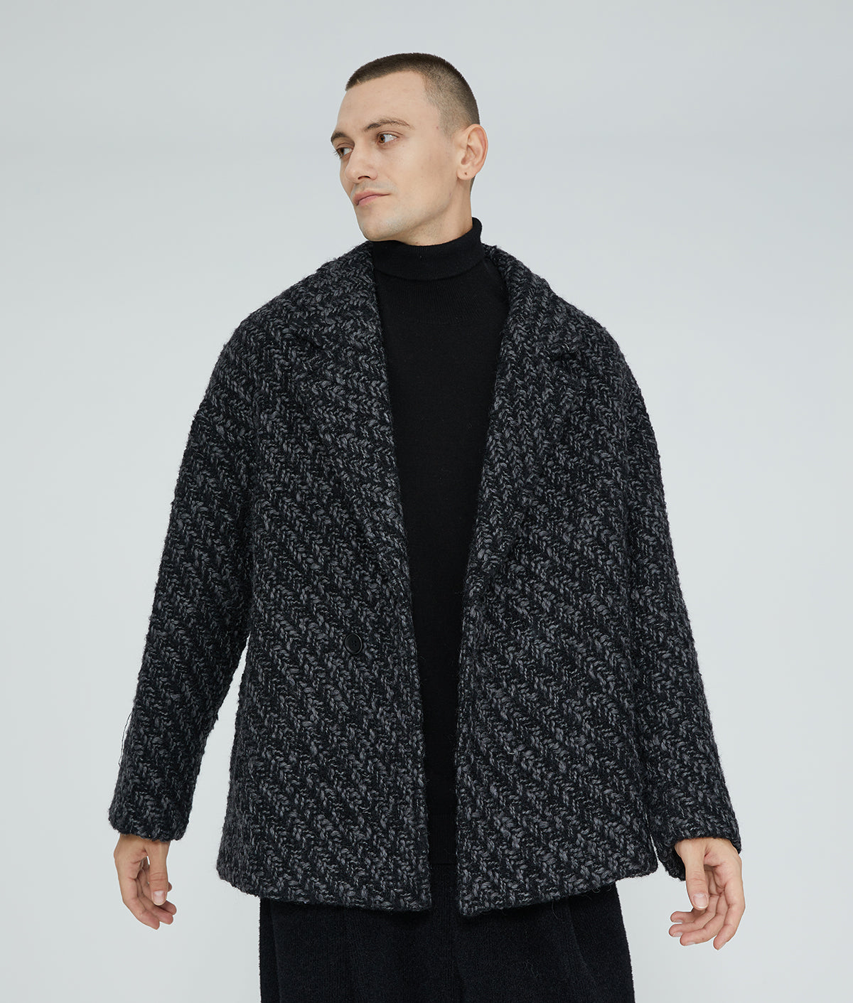 Japanese Designer Retro Herringbone Pattern Blazer