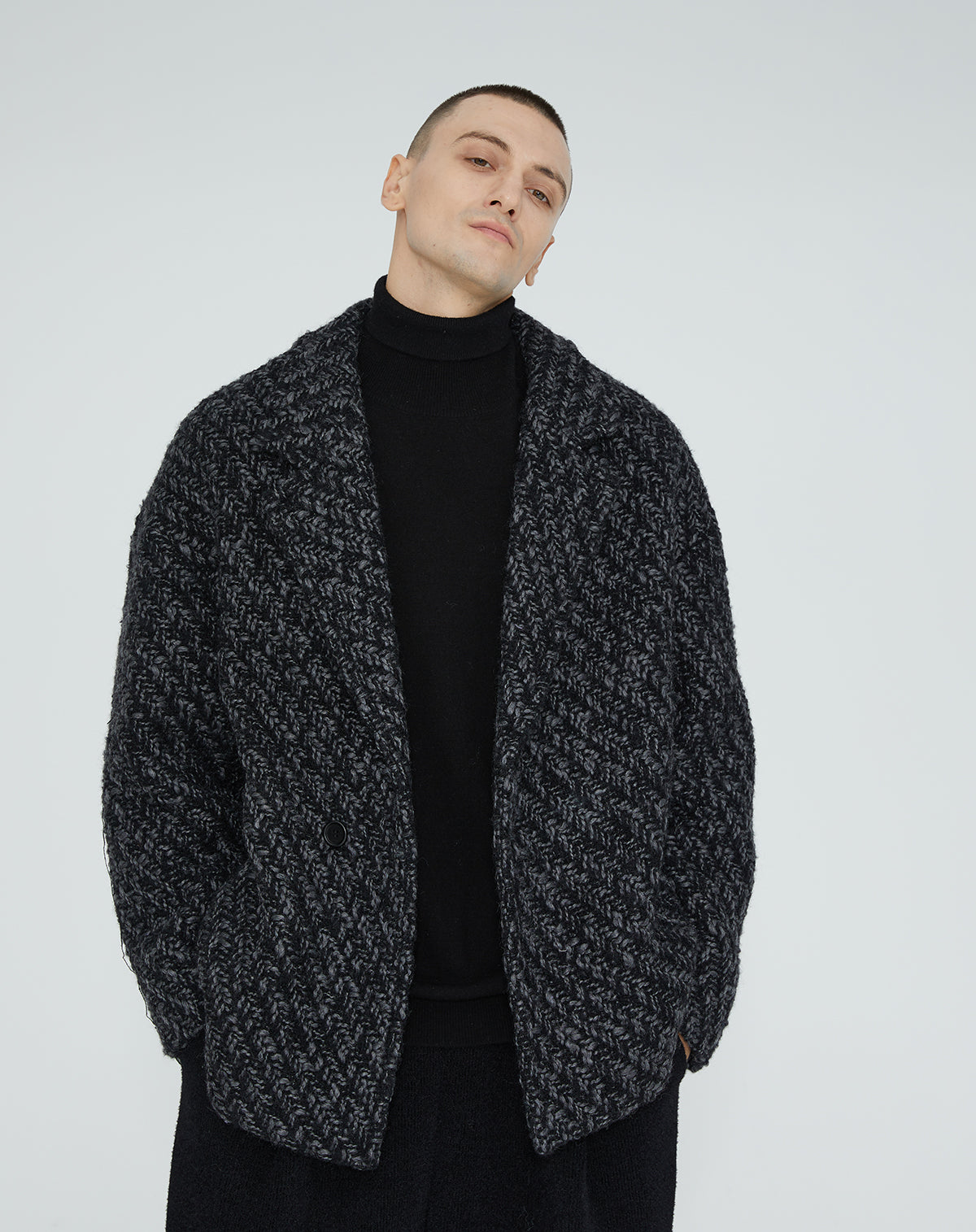 Japanese Designer Retro Herringbone Pattern Blazer