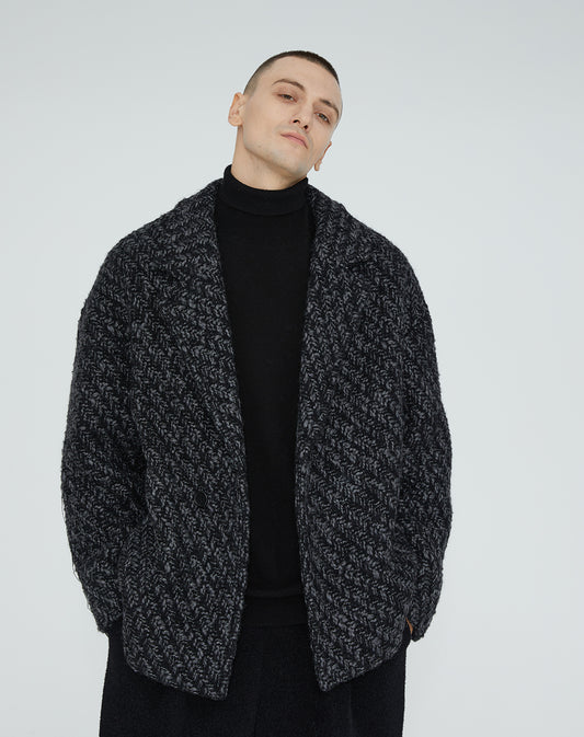 Japanese Designer Retro Herringbone Pattern Blazer