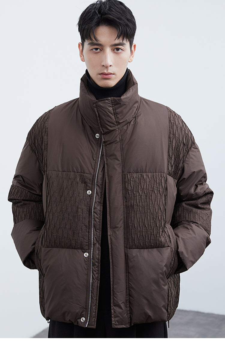 Textured Spliced Down Jacket