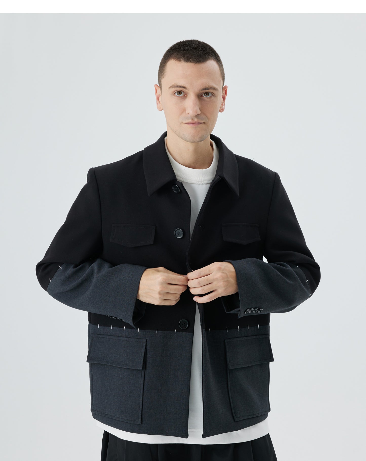 Spliced suit collar jacket