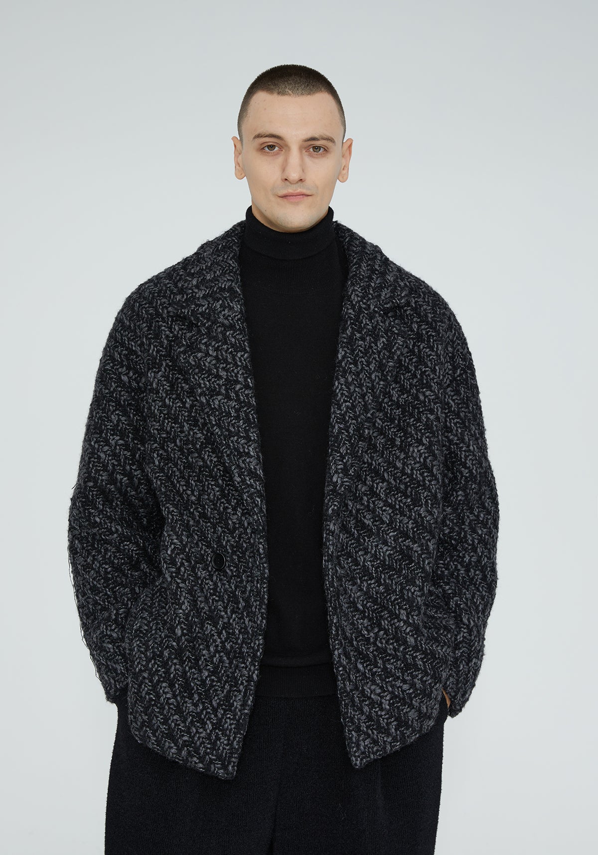 Japanese Designer Retro Herringbone Pattern Blazer