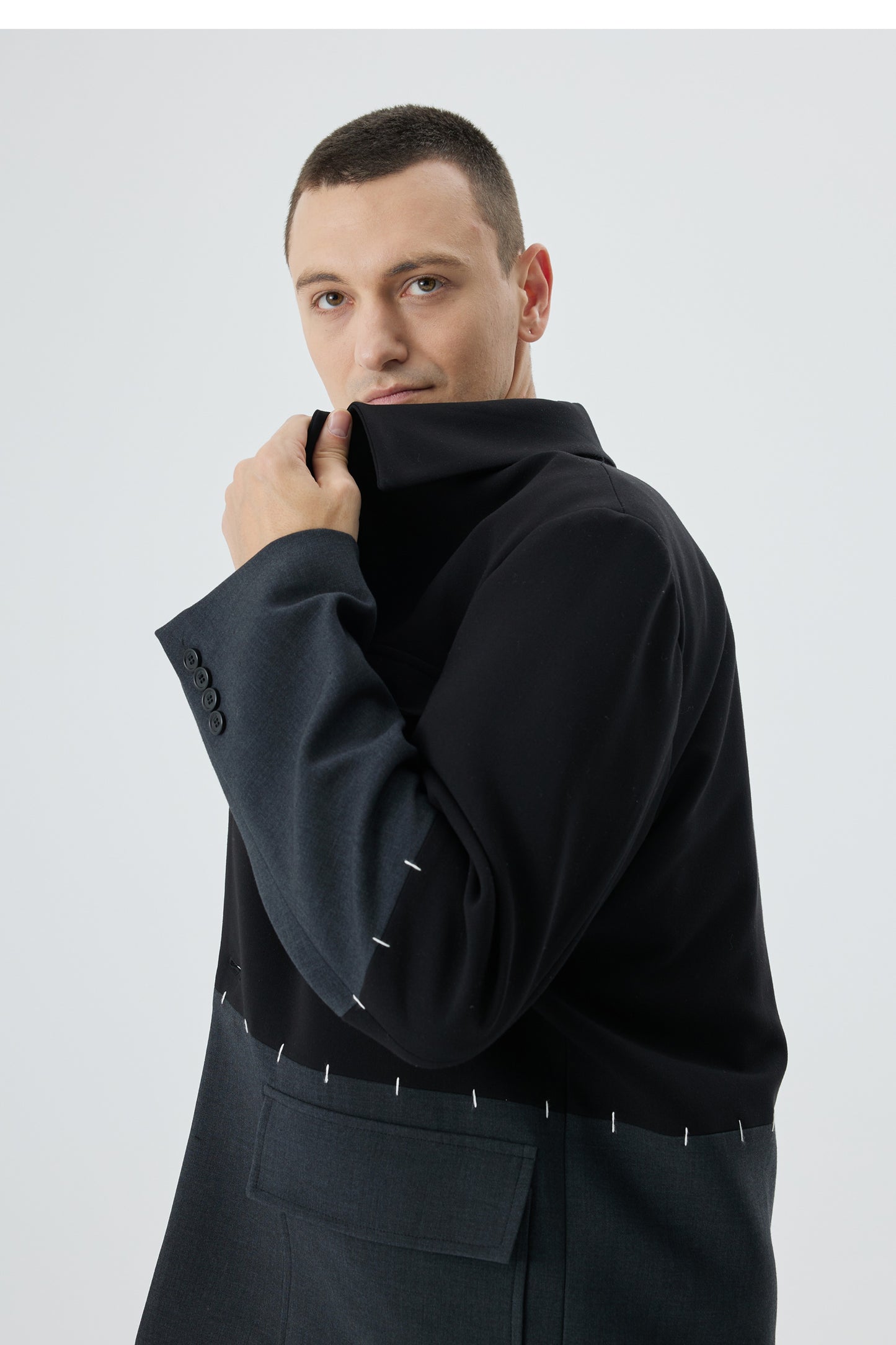 Spliced suit collar jacket