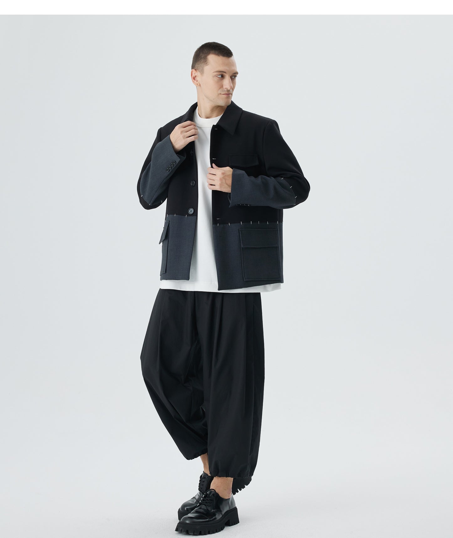 Spliced suit collar jacket