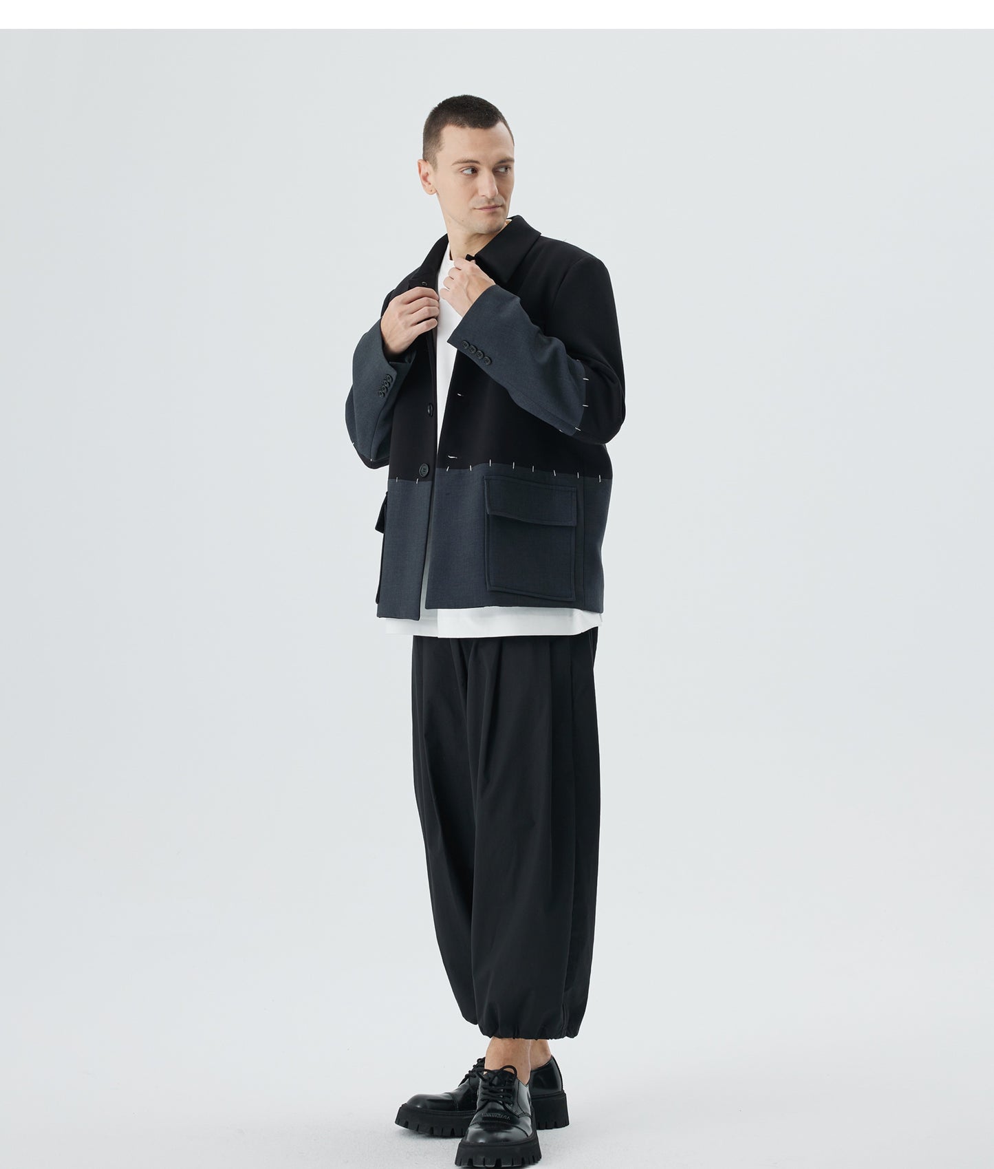 Spliced suit collar jacket