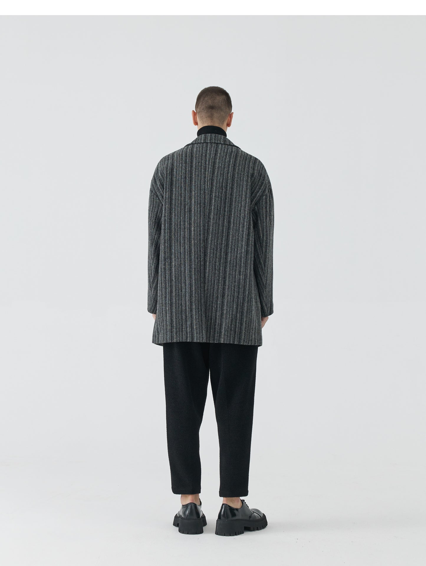 Striped Wool Blend Coat