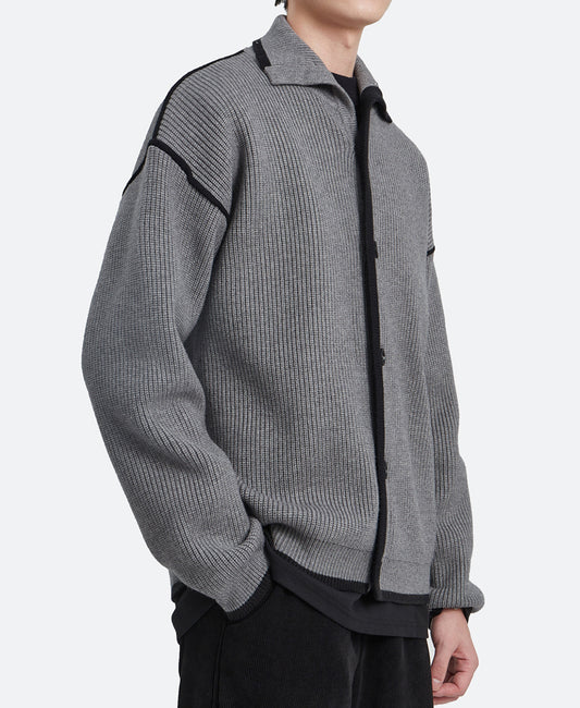 Color Block Single-Breasted Cardigan