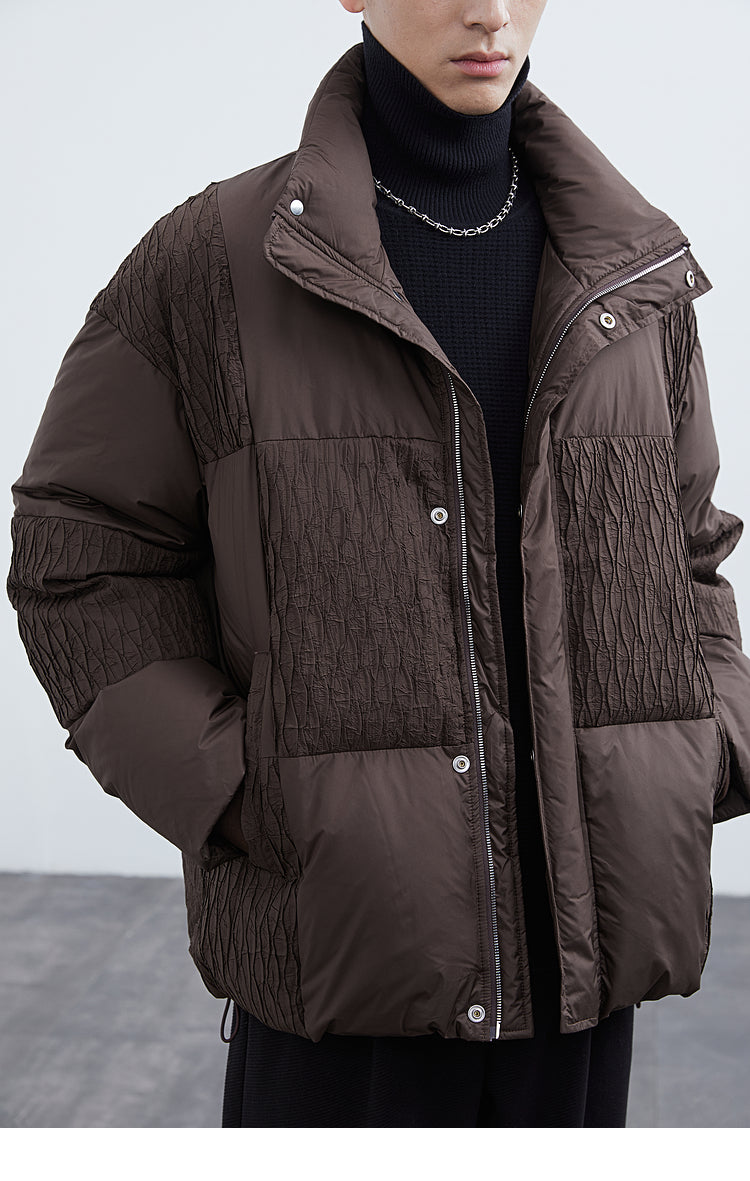 Textured Spliced Down Jacket