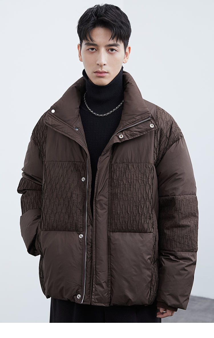 Textured Spliced Down Jacket