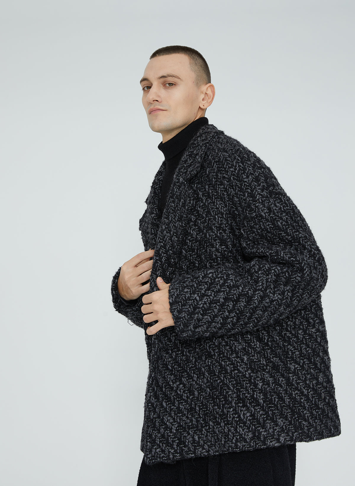 Japanese Designer Retro Herringbone Pattern Blazer