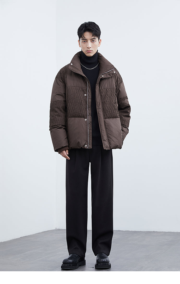 Textured Spliced Down Jacket