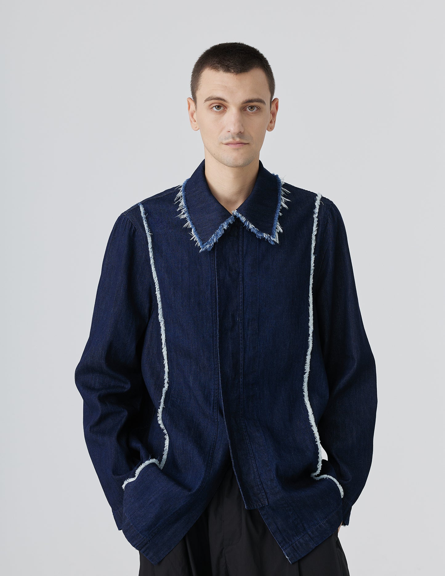 Charm Vintage Blue Washed Denim Shirt