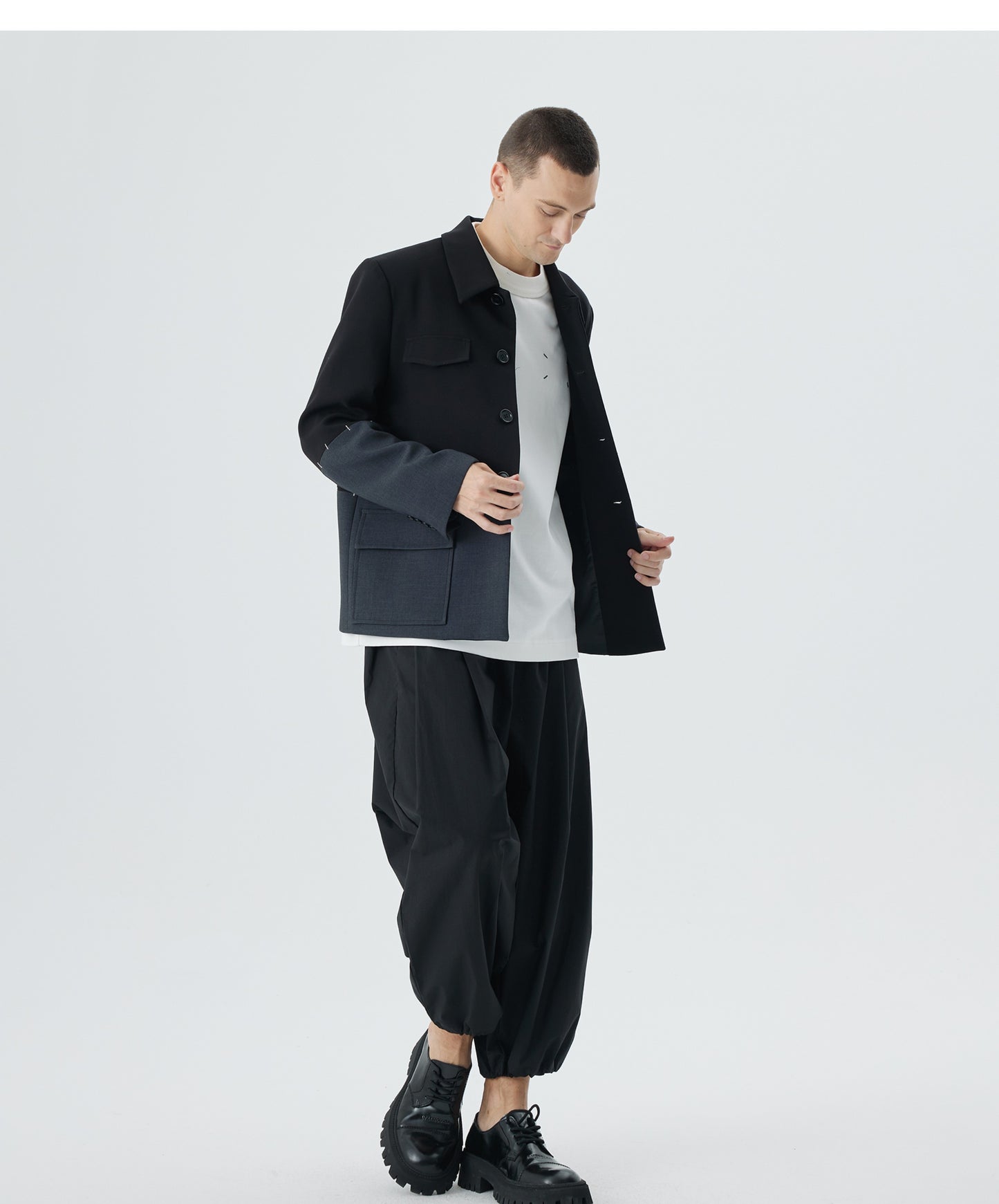 Spliced suit collar jacket