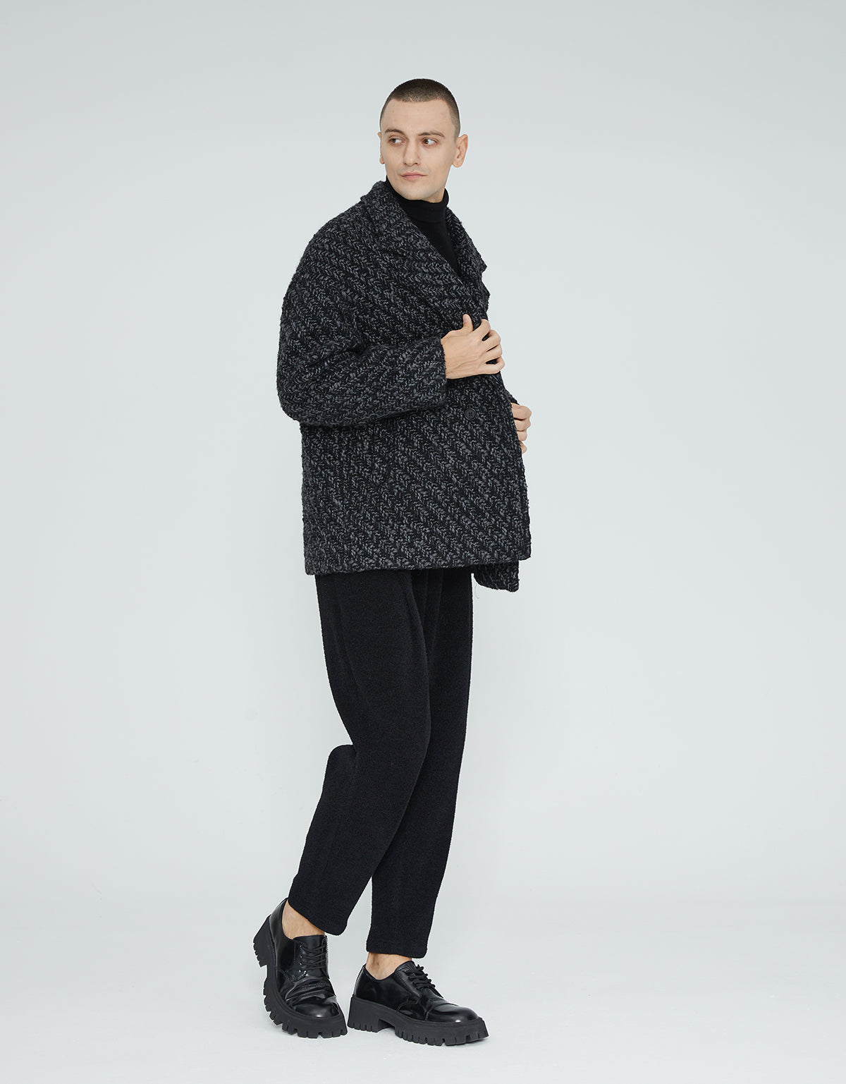 Japanese Designer Retro Herringbone Pattern Blazer