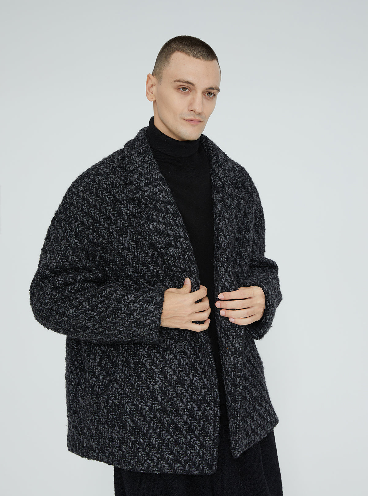 Japanese Designer Retro Herringbone Pattern Blazer