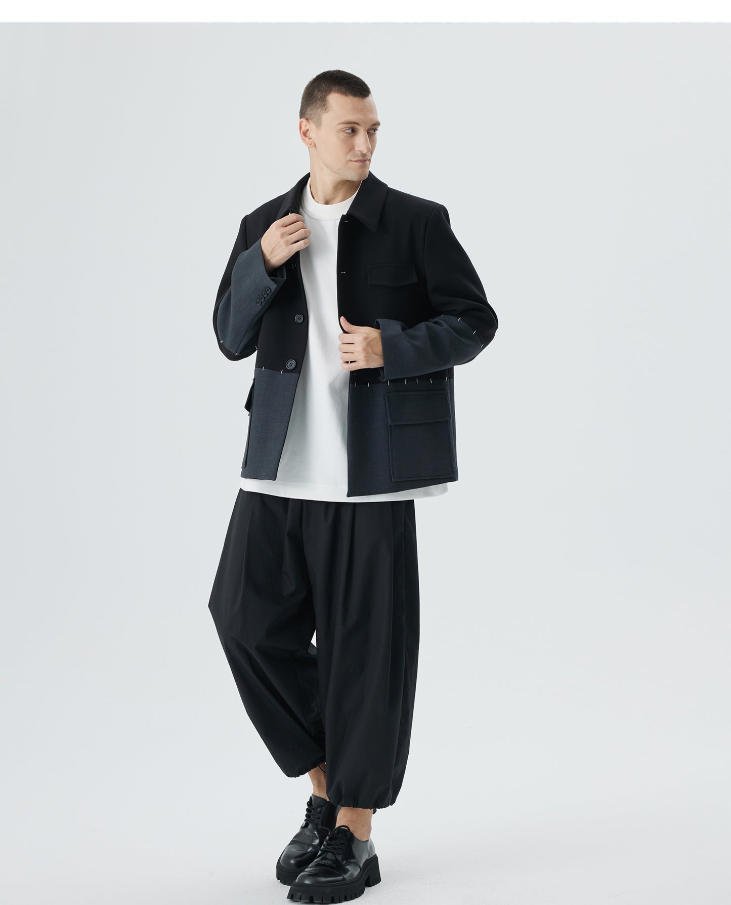 Spliced suit collar jacket