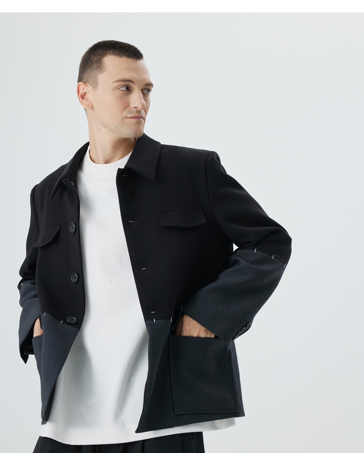 Spliced suit collar jacket
