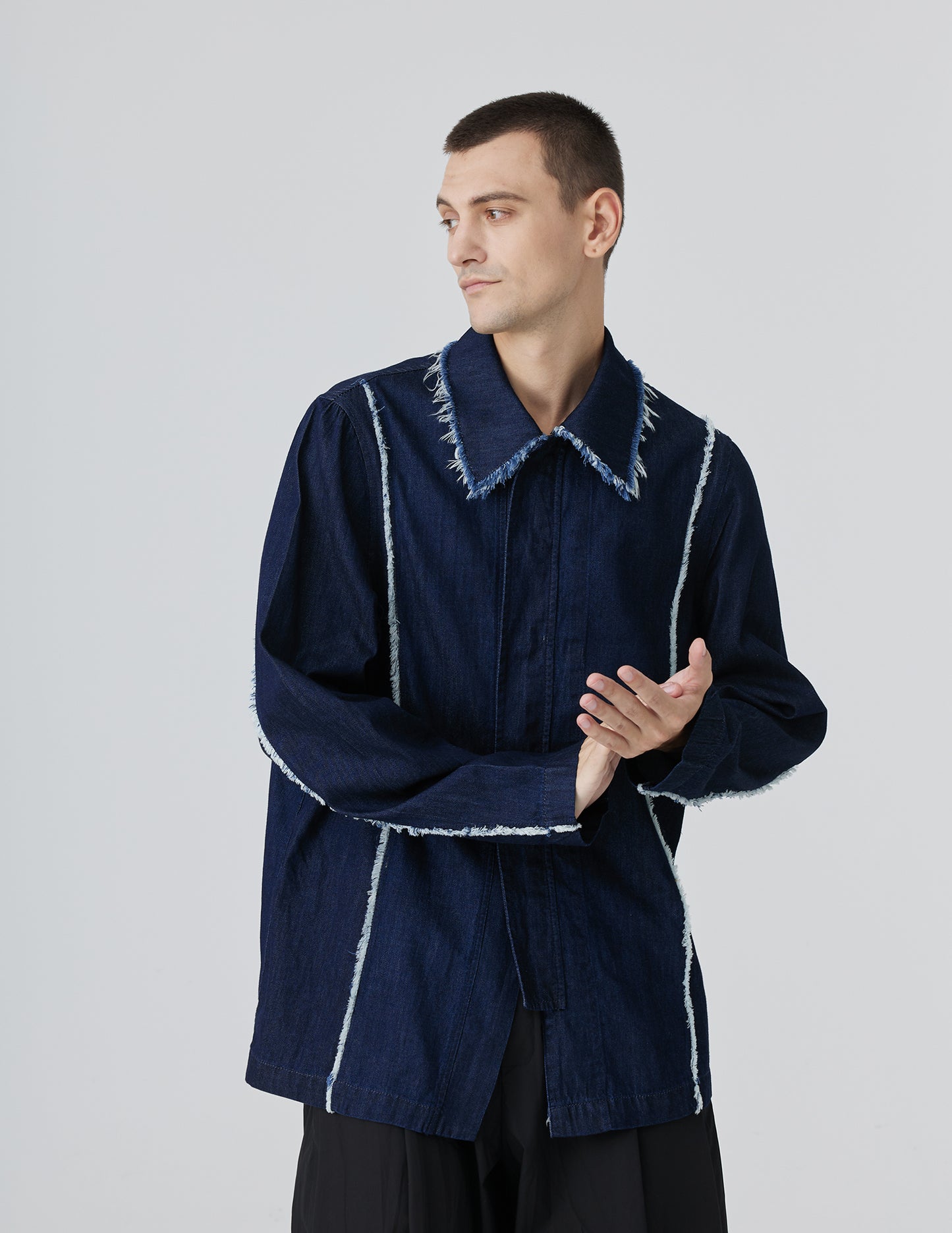 Charm Vintage Blue Washed Denim Shirt