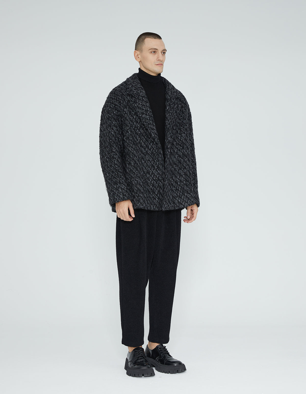 Japanese Designer Retro Herringbone Pattern Blazer