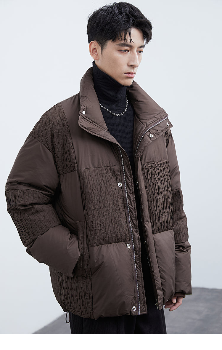 Textured Spliced Down Jacket