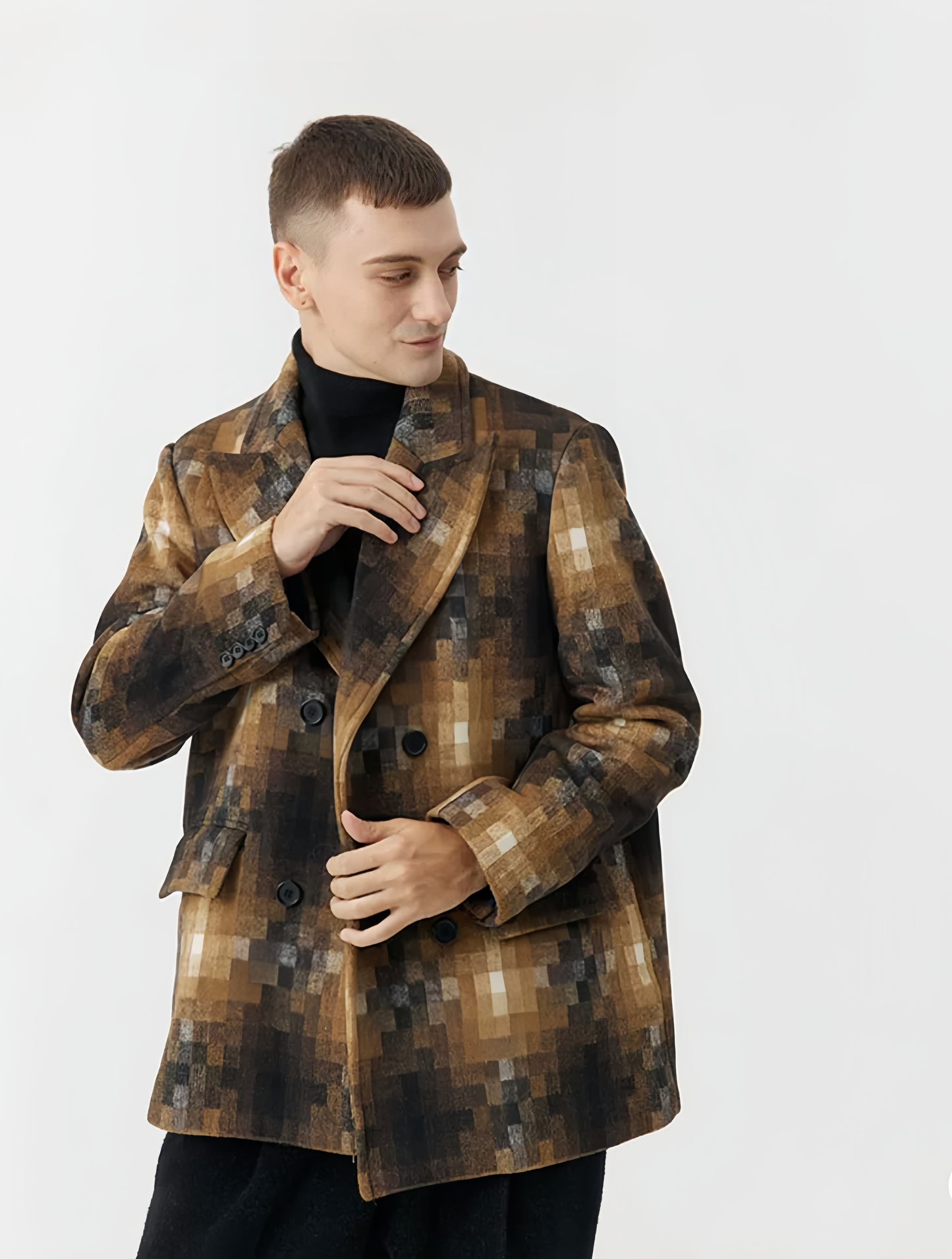 Original Design Retro Plaid Cashmere Blazer