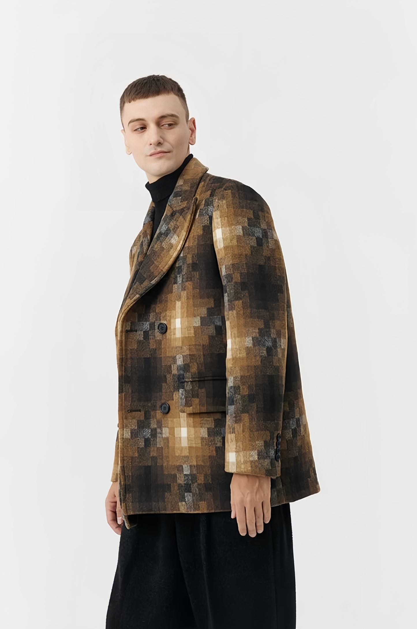 Original Design Retro Plaid Cashmere Blazer