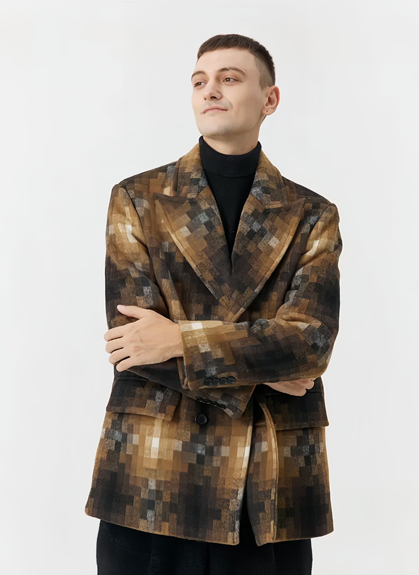 Original Design Retro Plaid Cashmere Blazer