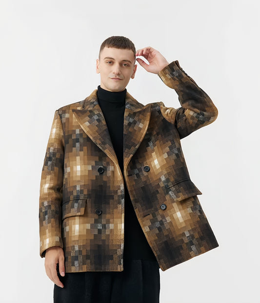 Original Design Retro Plaid Cashmere Blazer