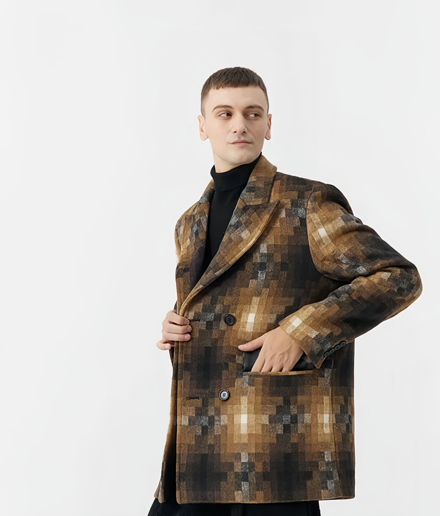 Original Design Retro Plaid Cashmere Blazer